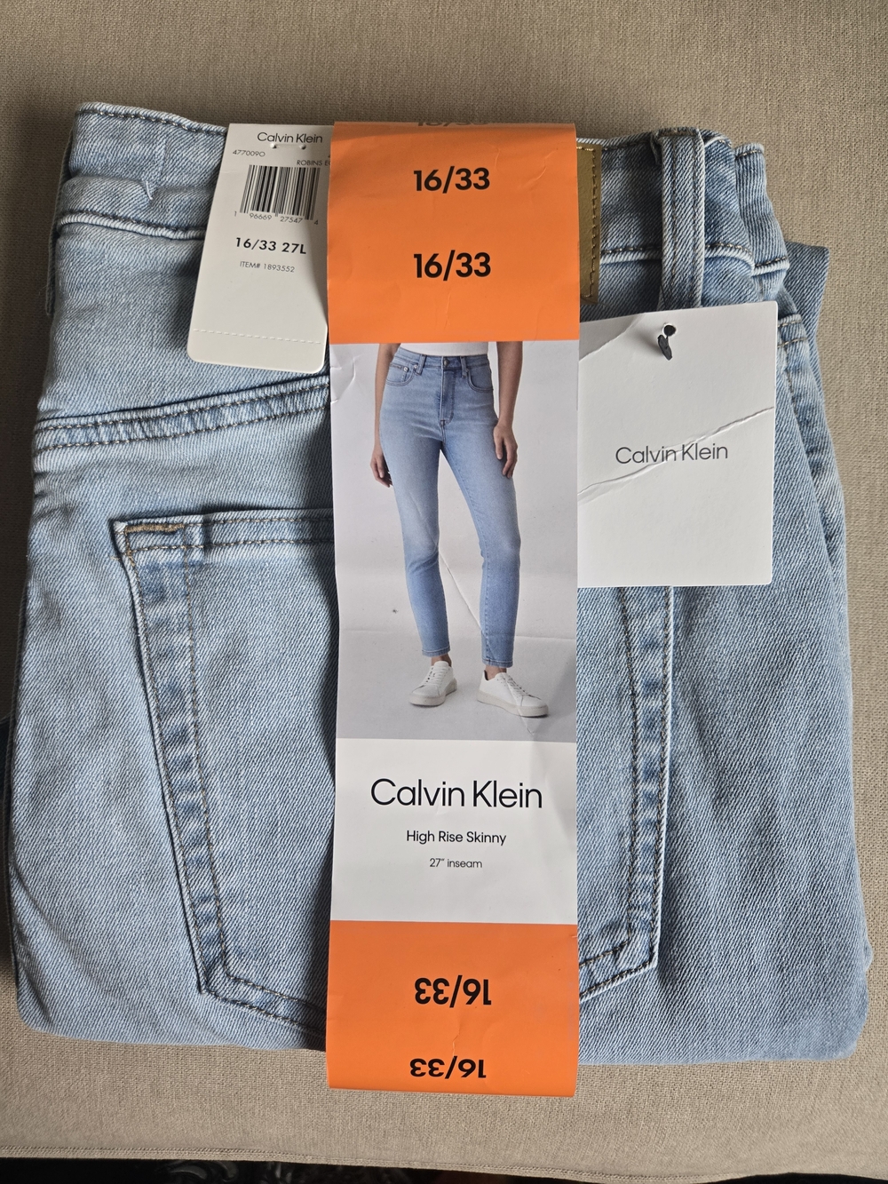 Calvin Klein High Rise Skinny Jeans | Size 16/33 | NWT